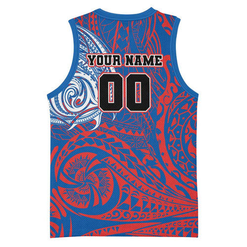 Personalized Newcastle Knights Basketball Jersey Polynesian Tribal Chest and Sleeve Tattoo