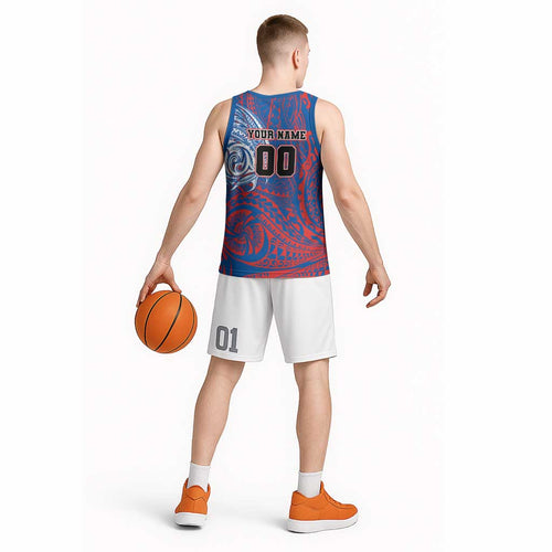 Personalized Newcastle Knights Basketball Jersey Polynesian Tribal Chest and Sleeve Tattoo