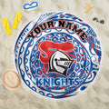 Personalized Newcastle Knights Beach Blanket Polynesian Tribal Chest and Sleeve Tattoo
