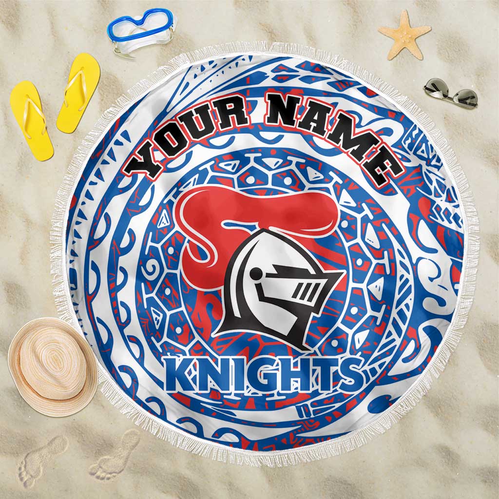 Personalized Newcastle Knights Beach Blanket Polynesian Tribal Chest and Sleeve Tattoo