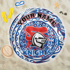Personalized Newcastle Knights Beach Blanket Polynesian Tribal Chest and Sleeve Tattoo