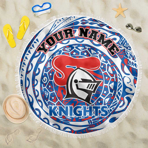 Personalized Newcastle Knights Beach Blanket Polynesian Tribal Chest and Sleeve Tattoo