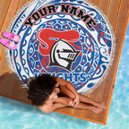 Personalized Newcastle Knights Beach Blanket Polynesian Tribal Chest and Sleeve Tattoo