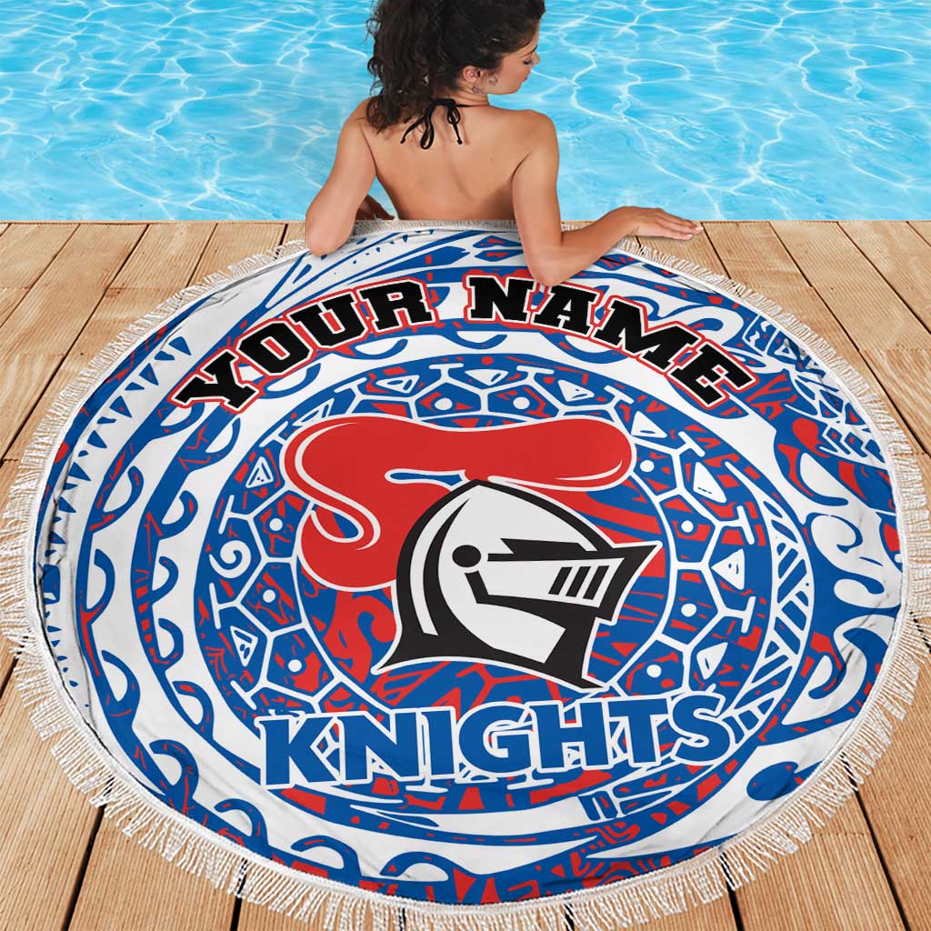 Personalized Newcastle Knights Beach Blanket Polynesian Tribal Chest and Sleeve Tattoo