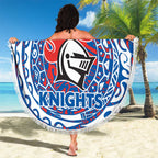 Personalized Newcastle Knights Beach Blanket Polynesian Tribal Chest and Sleeve Tattoo
