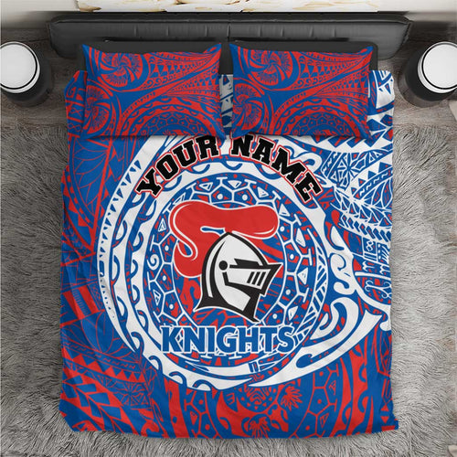 Personalized Newcastle Knights Bedding Set Polynesian Tribal Chest and Sleeve Tattoo