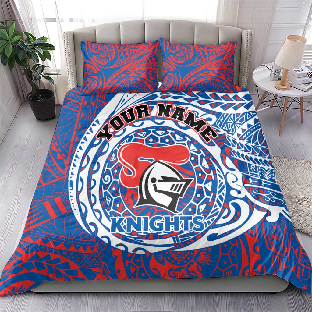 Personalized Newcastle Knights Bedding Set Polynesian Tribal Chest and Sleeve Tattoo