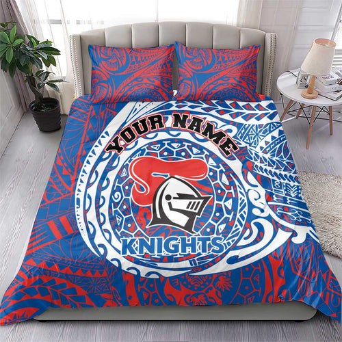 Personalized Newcastle Knights Bedding Set Polynesian Tribal Chest and Sleeve Tattoo