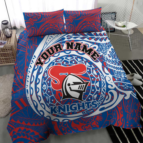 Personalized Newcastle Knights Bedding Set Polynesian Tribal Chest and Sleeve Tattoo