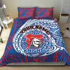 Personalized Newcastle Knights Bedding Set Polynesian Tribal Chest and Sleeve Tattoo