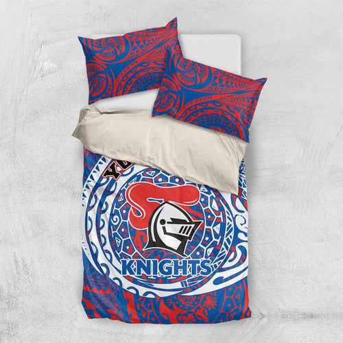 Personalized Newcastle Knights Bedding Set Polynesian Tribal Chest and Sleeve Tattoo