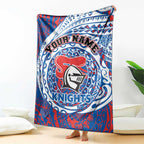 Personalized Newcastle Knights Blanket Polynesian Tribal Chest and Sleeve Tattoo