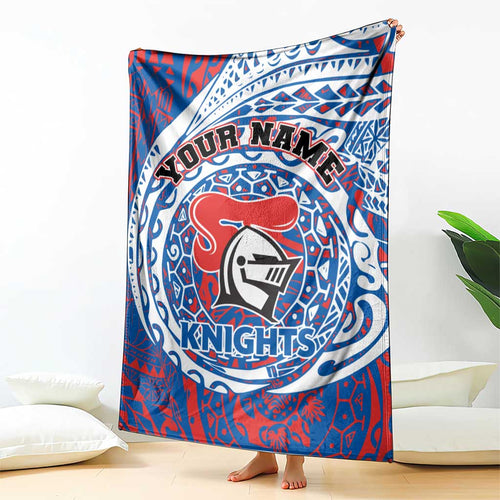Personalized Newcastle Knights Blanket Polynesian Tribal Chest and Sleeve Tattoo