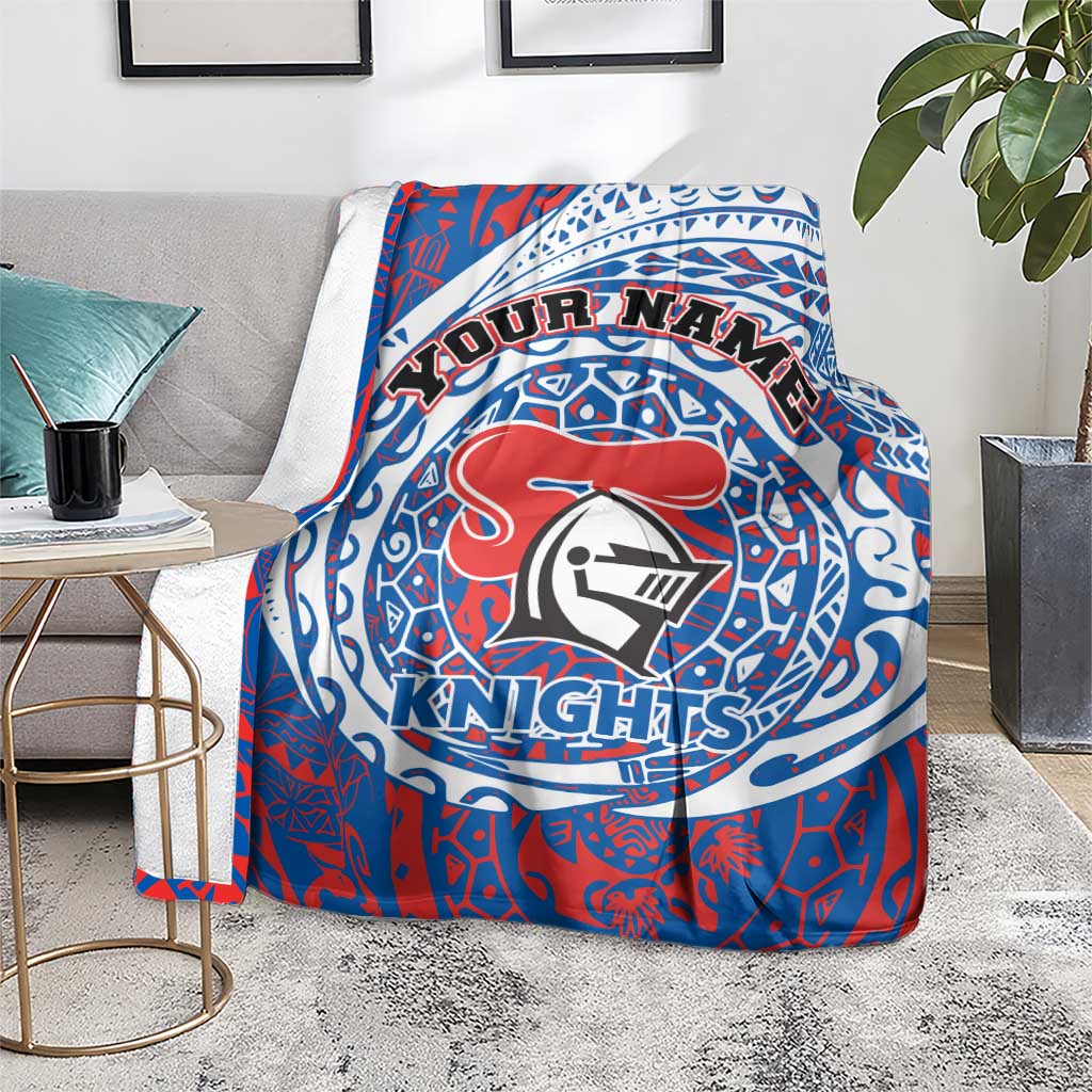 Personalized Newcastle Knights Blanket Polynesian Tribal Chest and Sleeve Tattoo