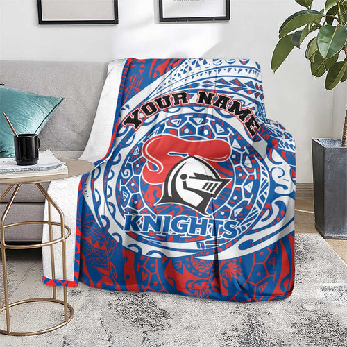 Personalized Newcastle Knights Blanket Polynesian Tribal Chest and Sleeve Tattoo