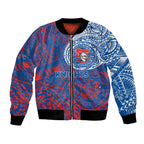 Personalized Newcastle Knights Bomber Jacket Polynesian Tribal Chest and Sleeve Tattoo
