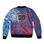 Personalized Newcastle Knights Bomber Jacket Polynesian Tribal Chest and Sleeve Tattoo