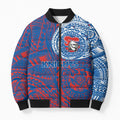 Personalized Newcastle Knights Bomber Puffer Jacket Polynesian Tribal Chest and Sleeve Tattoo