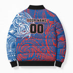 Personalized Newcastle Knights Bomber Puffer Jacket Polynesian Tribal Chest and Sleeve Tattoo