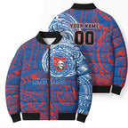 Personalized Newcastle Knights Bomber Puffer Jacket Polynesian Tribal Chest and Sleeve Tattoo