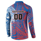Personalized Newcastle Knights Button Sweatshirt Polynesian Tribal Chest and Sleeve Tattoo
