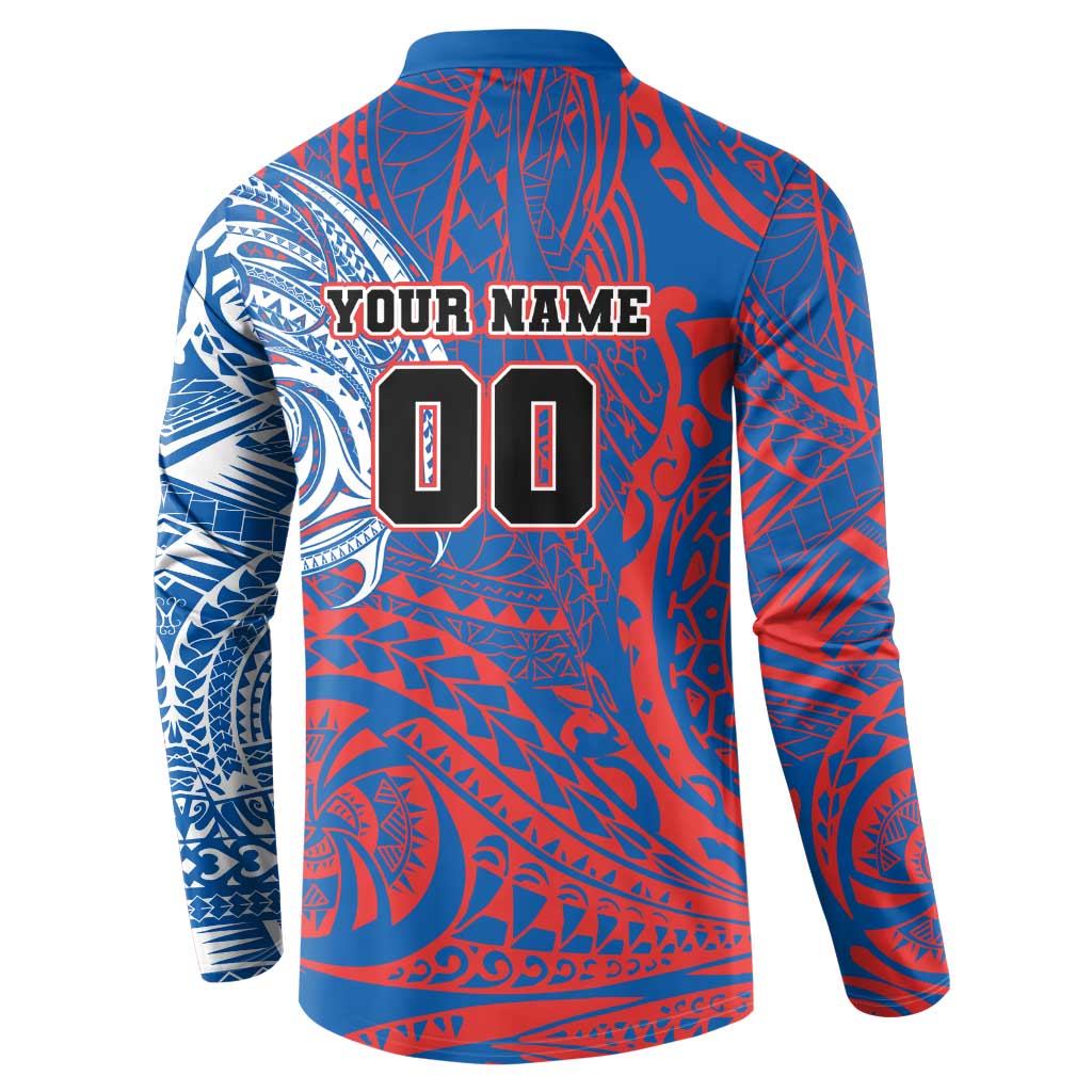 Personalized Newcastle Knights Button Sweatshirt Polynesian Tribal Chest and Sleeve Tattoo
