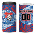 Personalized Newcastle Knights 4 in 1 Can Cooler Tumbler Polynesian Tribal Chest and Sleeve Tattoo