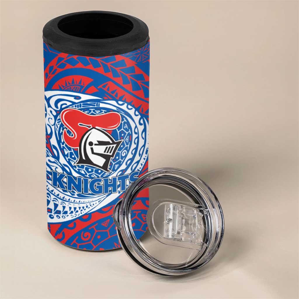 Personalized Newcastle Knights 4 in 1 Can Cooler Tumbler Polynesian Tribal Chest and Sleeve Tattoo