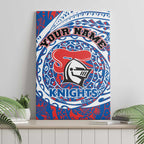 Personalized Newcastle Knights Canvas Wall Art Polynesian Tribal Chest and Sleeve Tattoo