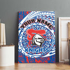 Personalized Newcastle Knights Canvas Wall Art Polynesian Tribal Chest and Sleeve Tattoo