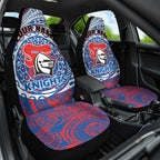 Personalized Newcastle Knights Car Seat Cover Polynesian Tribal Chest and Sleeve Tattoo