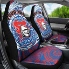 Personalized Newcastle Knights Car Seat Cover Polynesian Tribal Chest and Sleeve Tattoo