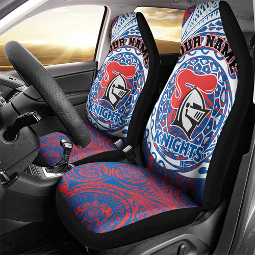 Personalized Newcastle Knights Car Seat Cover Polynesian Tribal Chest and Sleeve Tattoo