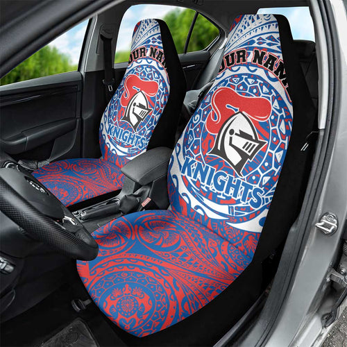 Personalized Newcastle Knights Car Seat Cover Polynesian Tribal Chest and Sleeve Tattoo