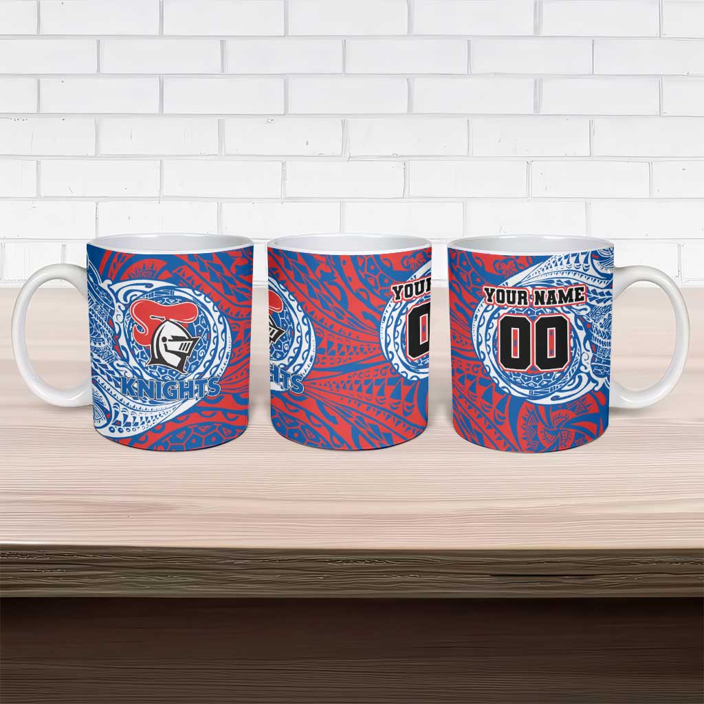 Personalized Newcastle Knights Ceramic Mug Polynesian Tribal Chest and Sleeve Tattoo