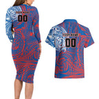 Personalized Newcastle Knights Couples Matching Long Sleeve Bodycon Dress and Hawaiian Shirt Polynesian Tribal Chest and Sleeve Tattoo
