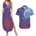 Personalized Newcastle Knights Couples Matching Summer Maxi Dress and Hawaiian Shirt Polynesian Tribal Chest and Sleeve Tattoo