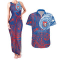 Personalized Newcastle Knights Couples Matching Tank Maxi Dress and Hawaiian Shirt Polynesian Tribal Chest and Sleeve Tattoo