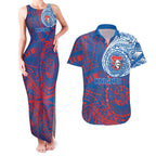 Personalized Newcastle Knights Couples Matching Tank Maxi Dress and Hawaiian Shirt Polynesian Tribal Chest and Sleeve Tattoo