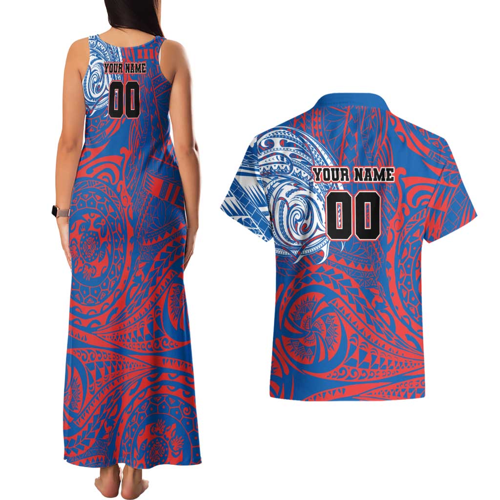 Personalized Newcastle Knights Couples Matching Tank Maxi Dress and Hawaiian Shirt Polynesian Tribal Chest and Sleeve Tattoo