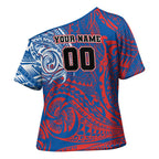 Personalized Newcastle Knights Cross Shoulder Shirt Polynesian Tribal Chest and Sleeve Tattoo