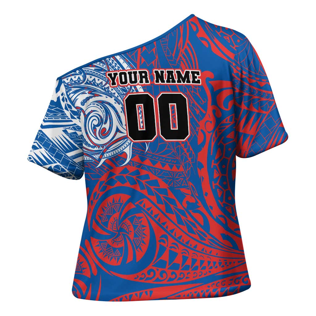 Personalized Newcastle Knights Cross Shoulder Shirt Polynesian Tribal Chest and Sleeve Tattoo