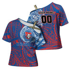 Personalized Newcastle Knights Cross Shoulder Shirt Polynesian Tribal Chest and Sleeve Tattoo