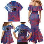 Personalized Newcastle Knights Family Matching Mermaid Dress and Hawaiian Shirt Polynesian Tribal Chest and Sleeve Tattoo