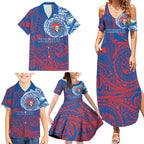 Personalized Newcastle Knights Family Matching Summer Maxi Dress and Hawaiian Shirt Polynesian Tribal Chest and Sleeve Tattoo