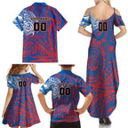 Personalized Newcastle Knights Family Matching Summer Maxi Dress and Hawaiian Shirt Polynesian Tribal Chest and Sleeve Tattoo
