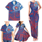 Personalized Newcastle Knights Family Matching Tank Maxi Dress and Hawaiian Shirt Polynesian Tribal Chest and Sleeve Tattoo