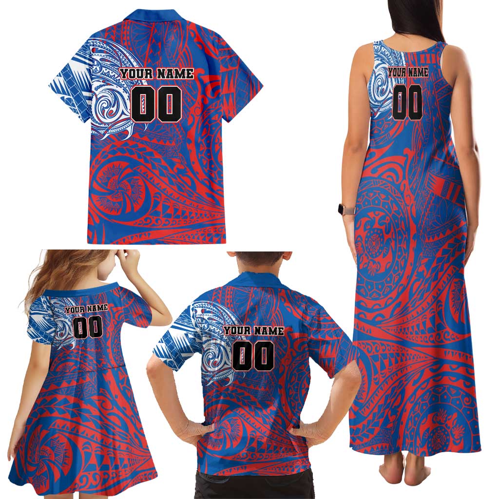 Personalized Newcastle Knights Family Matching Tank Maxi Dress and Hawaiian Shirt Polynesian Tribal Chest and Sleeve Tattoo