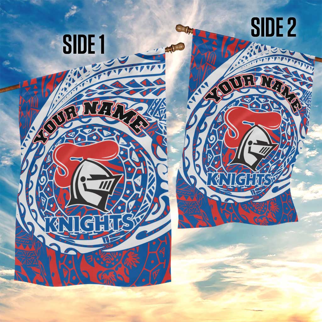 Personalized Newcastle Knights Garden Flag Polynesian Tribal Chest and Sleeve Tattoo