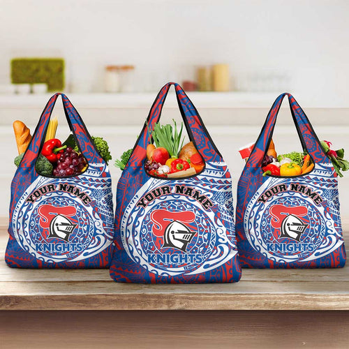 Personalized Newcastle Knights Grocery Bag Polynesian Tribal Chest and Sleeve Tattoo